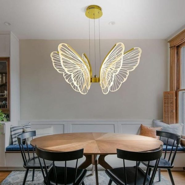 Đèn Chùm 6 Cánh Bướm Xinh Xắn Acrylic Trong Suốt Điệu Đà Trang Trí Bàn Ăn Nghệ Thuật