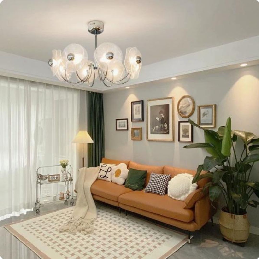 Đèn Chùm Bông Hoa 2 Cánh Acrylic Thanh Lịch Trang Trí Phòng Khách Phong Cách Bauhaus