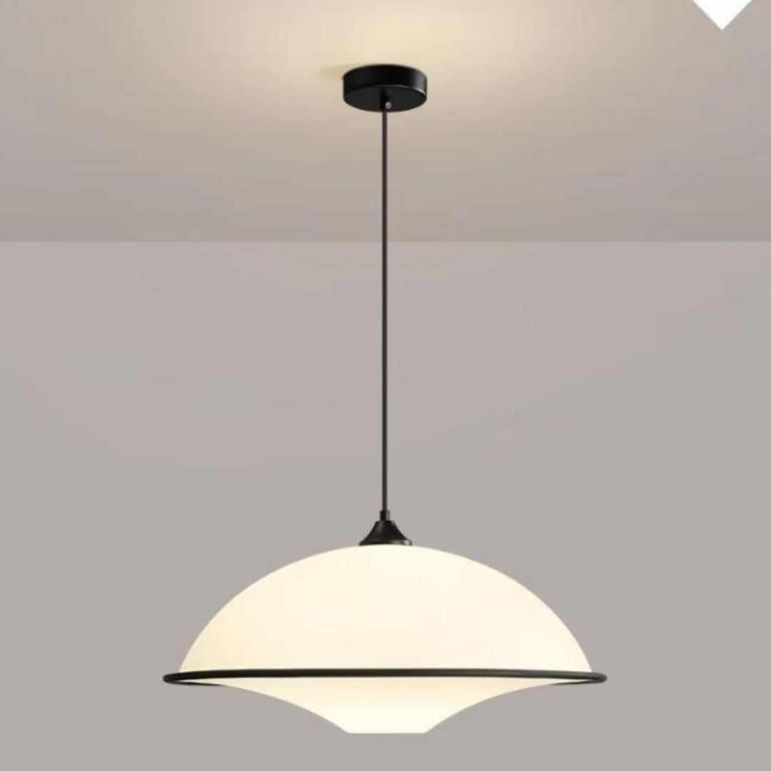 Đèn Chùm Đĩa Bay Màu Trắng Viền Đen Phong Cách Đan Mạch Tối Giản Bảo Vệ Mắt Tối Ưu
