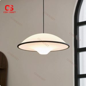 Đèn Chùm Đĩa Bay Màu Trắng Viền Đen Phong Cách Đan Mạch Tối Giản Bảo Vệ Mắt Tối Ưu