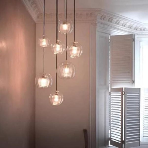 Đèn Chùm Đơn Bóng Thuỷ Tinh Hình Sứa Trong Suốt Trang Trí Nhà Hàng Sáng Tạo Có Size 15-25cm