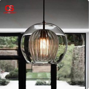Đèn Chùm Đơn Bóng Thuỷ Tinh Hình Sứa Trong Suốt Trang Trí Nhà Hàng Sáng Tạo Có Size 15-25cm