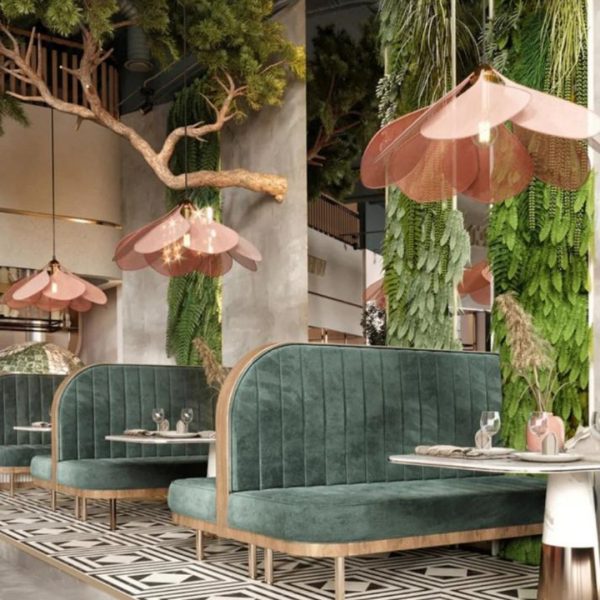 Đèn Chùm Đồng Bông Hoa Vải Nâu Be Retro Phong Cách Zen Truyền Thống Tối Giản
