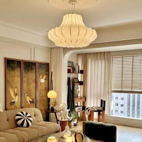 Đèn Chùm Lụa Tối Giản Phong Cách Wabi Sabi Decor Phòng Trà, Thiền, Nhẹ Nhàng Thư Giãn