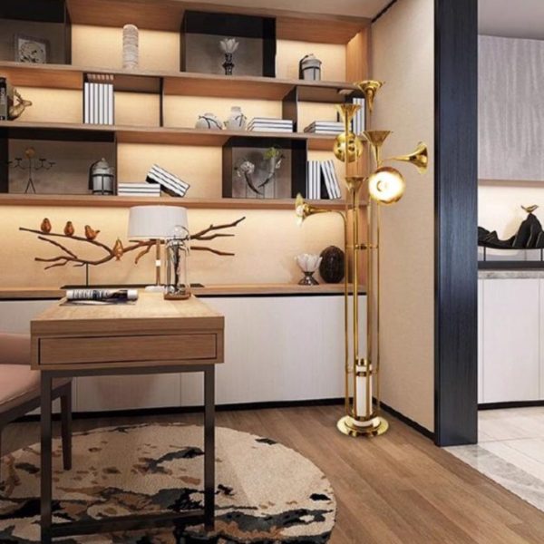 Đèn Chùm Sắt Mạ Vàng Hình Loa Kèn Mới Lạ Trang Trí Quán Cafe Nhà Hàng Nghệ Thuật