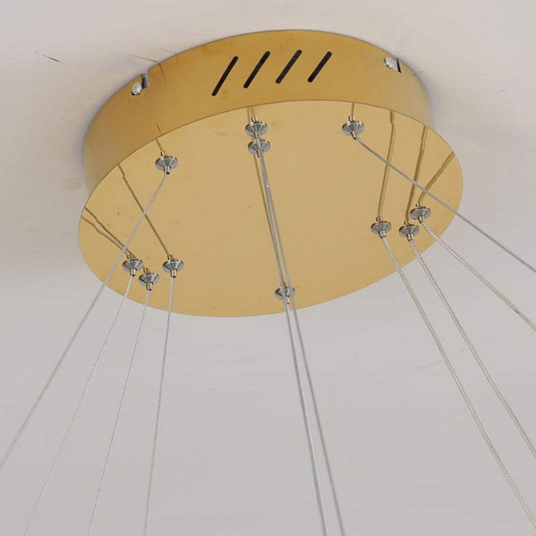 Đèn Chùm Thép Hình Lục Giác Tối Giản Mạ Vàng Sang Trọng Hiện Đại Decor Phòng Khách, Cầu Thang Căn Hộ