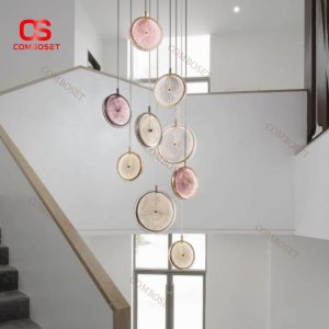 Đèn Chùm Thuỷ Tinh Hình Lát Cam Nhiều Màu Đa Dạng Thả Trần Cầu Thang, Biệt Thự Song Lập