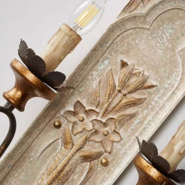 Đèn Tường Gỗ Kiểu Pháp Phong Cách Cổ Điển Decor Phòng Khách, Phòng Ngủ Vintage