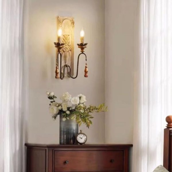 Đèn Tường Gỗ Kiểu Pháp Phong Cách Cổ Điển Decor Phòng Khách, Phòng Ngủ Vintage
