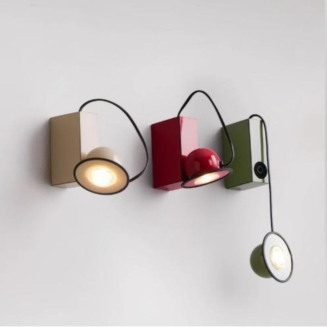 Đèn Tường Sắt Từ Tính Nhiều Màu Sắc Sinh Động Xoay 360 Độ Phong Cách Bauhaus Trang Trí Phòng Khách