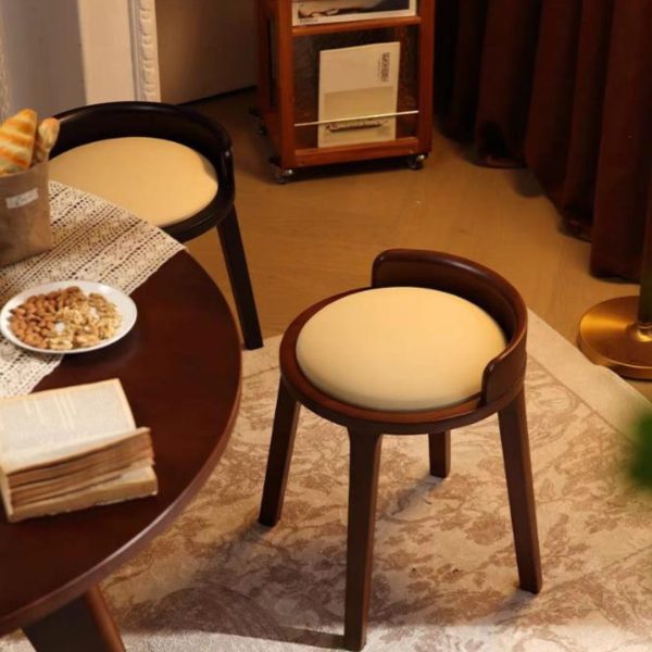 Ghế Đẩu Trang Điểm Bằng Gỗ Nguyên Khối Cổ Điển Thiết Kế Nhỏ Gọn Tiện Lợi