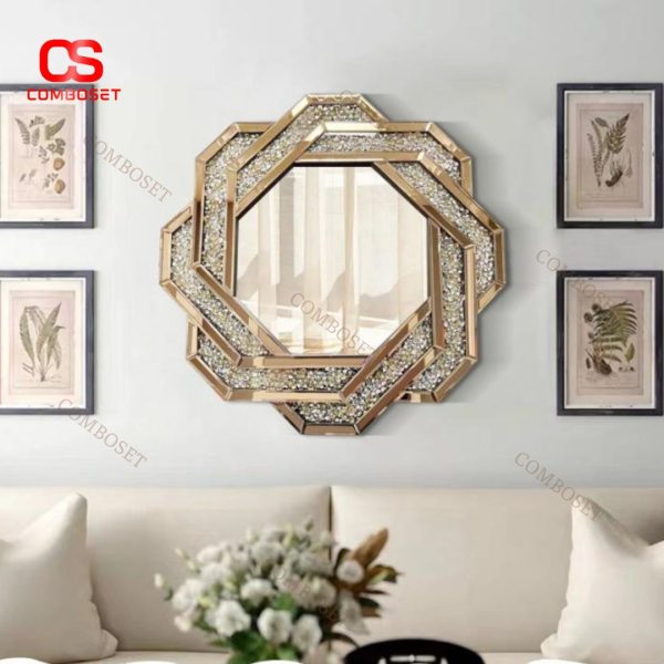 Gương Treo Tường Đính Kim Cương Trang Trí Phòng Tắm, Phòng Ngủ Sang Trọng