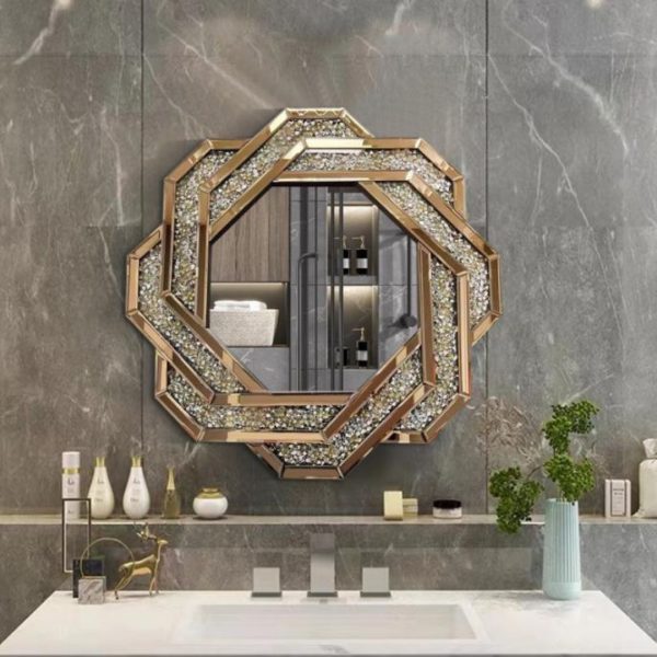 Gương Treo Tường Đính Kim Cương Trang Trí Phòng Tắm, Phòng Ngủ Sang Trọng