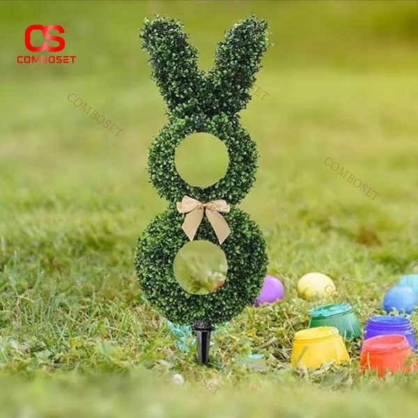 Cây Cảnh Nhân Tạo Hình Thỏ Đáng Yêu, Trang Trí Lễ Giáng Sinh, Hiên Nhà, Ban Công, Sân Vườn