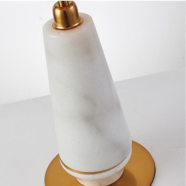 Đèn Bàn Nấm Chao Tròn Kim Loại Mạ Vàng, Đá Cẩm Thạch Quý Phái Decor Phòng Khách Biệt Thự, Phòng Ngủ