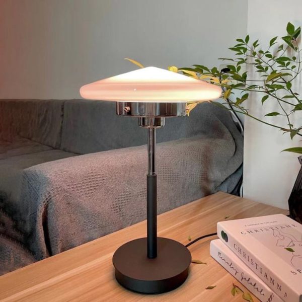 Đèn Bàn Thuỷ Tinh BauHaus Tối Giản Hình Chóp Nón Bảo Vệ Mắt 3 Chế Độ Sáng Phòng Ngủ, Bàn Làm Việc