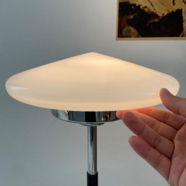 Đèn Bàn Thuỷ Tinh BauHaus Tối Giản Hình Chóp Nón Bảo Vệ Mắt 3 Chế Độ Sáng Phòng Ngủ, Bàn Làm Việc