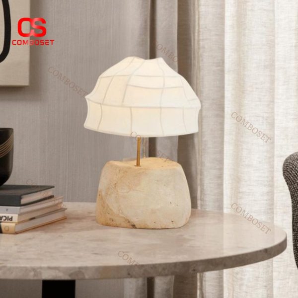 Đèn Bàn Vải Lụa Tối Giản Phong Cách Wabi Sabi Decor Phòng Thiền, Phòng Trà Thư Giãn