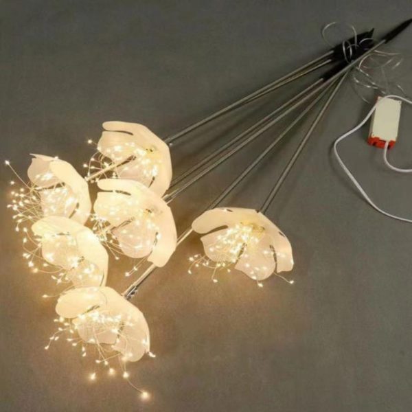 Đèn Cây Hoa Cắm Chậu Màu Trắng Sữa, Lấp Lánh Đom Đóm Chiếu Sáng Sân Vườn, Sự Kiện