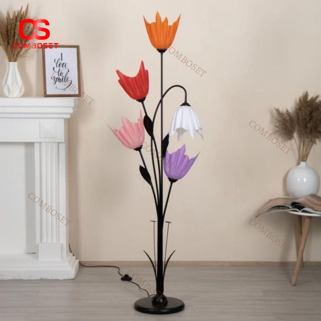 Đèn Cây Hoa Sắc Màu Rực Rỡ Decor Phòng Khách Hiện Đại, Phòng Ngủ Ấm Áp