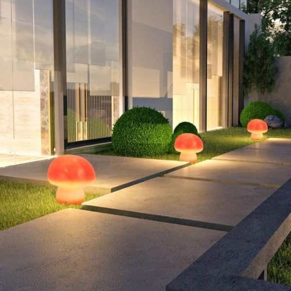 Đèn Cây Nấm Màu Đỏ Năng Lượng Mặt Trời Chống Nước Cao Cấp Trang Trí Sân Vườn, Công Viên Màu Sắc