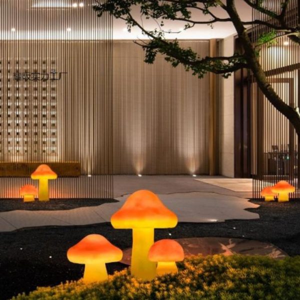 Đèn Cây Nấm Màu Đỏ Năng Lượng Mặt Trời Chống Nước Cao Cấp Trang Trí Sân Vườn, Công Viên Màu Sắc