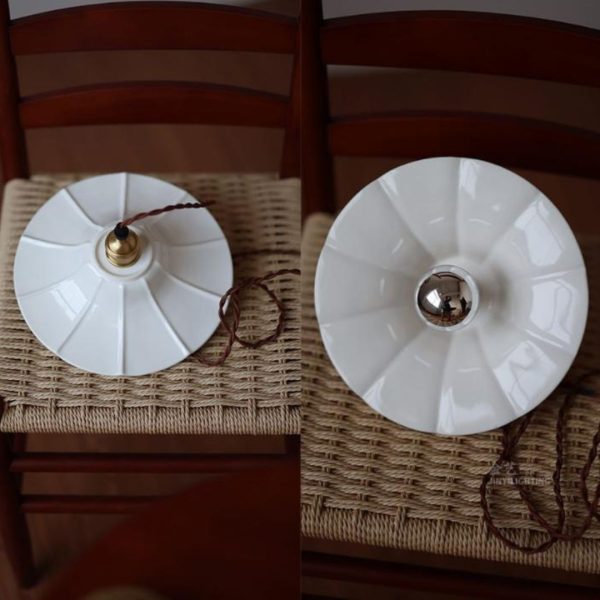 Đèn Chùm Chao Hoa Gốm Sứ Tráng Men Trắng Thanh Lịch Decor Quán Cafe, Sân Thượng, Đầu Giường Ngủ