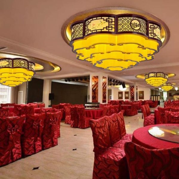 Đèn Chùm Cổ Trung Quốc In Hoa Tiết Hoa Lá Phương Đông Trang Trí Biệt Thự Khách Sạn