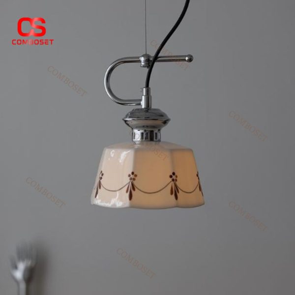 Đèn Chùm Gốm Tráng Men Hoạ Tiết vẽ Tay Thủ Công Nghệ Thuật Phong Cách Nhật Bản Tối Giản