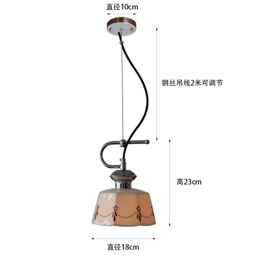 Đèn Chùm Gốm Tráng Men Hoạ Tiết vẽ Tay Thủ Công Nghệ Thuật Phong Cách Nhật Bản Tối Giản
