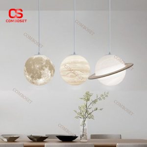 Đèn Chùm Hành Tinh Mặt Trăng Tròn 3D Decor Phòng Ngủ Cho Bé, Khu Vui Chơi Giải Trí