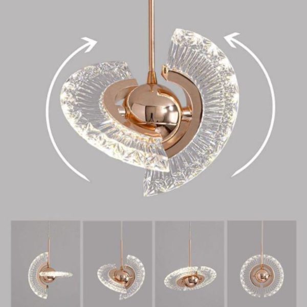 Đèn Chùm Nhôm Acrylic Tròn Xoay 360 Độ Tự Do Decor Bàn Ăn, Phòng Ngủ, Ánh Sáng Ấm Dịu Mắt
