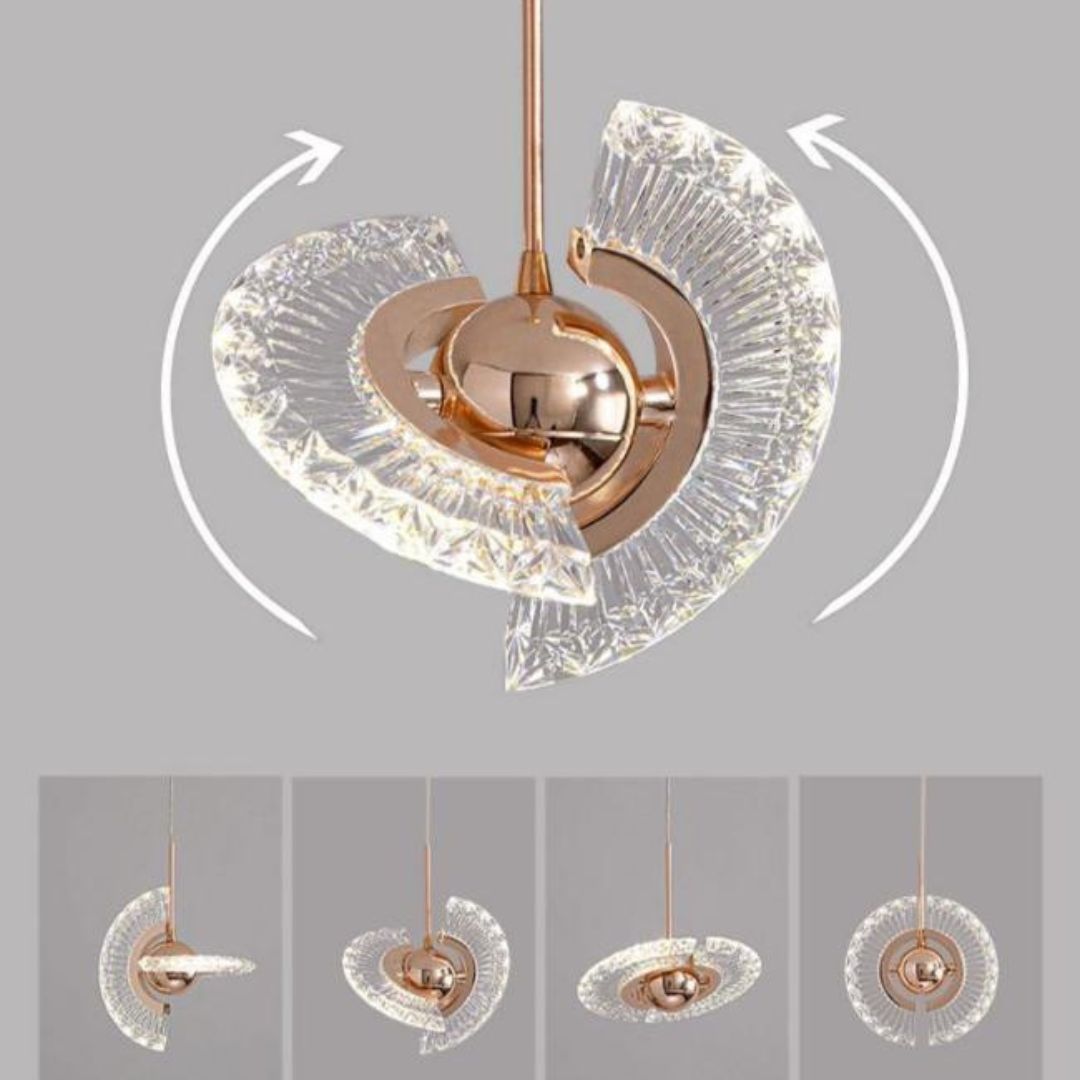 Đèn Chùm Nhôm Acrylic Tròn Xoay 360 Độ Tự Do Decor Bàn Ăn, Phòng Ngủ, Ánh Sáng Ấm Dịu Mắt