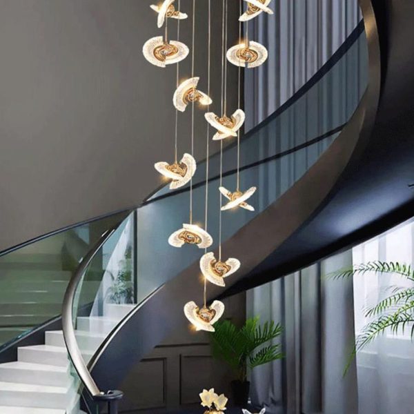 Đèn Chùm Nhôm Acrylic Tròn Xoay 360 Độ Tự Do Decor Bàn Ăn, Phòng Ngủ, Ánh Sáng Ấm Dịu Mắt