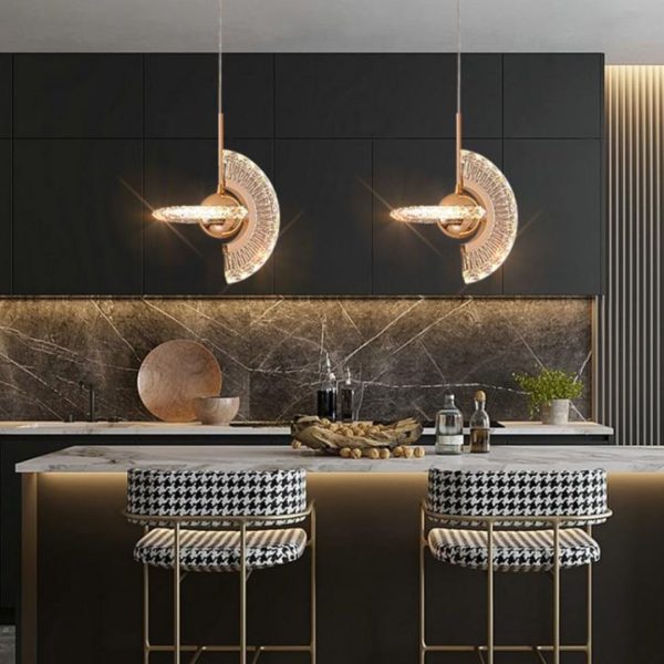 Đèn Chùm Nhôm Acrylic Tròn Xoay 360 Độ Tự Do Decor Bàn Ăn, Phòng Ngủ, Ánh Sáng Ấm Dịu Mắt
