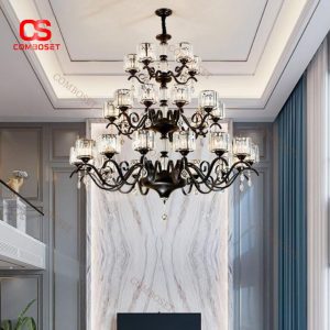 Đèn Chùm Pha Lê K9 Lớn 3 Tầng Sang Trọng Trang Trí Biệt Thự, Toà Nhà Song Lập, Hội Trường Gác Xép