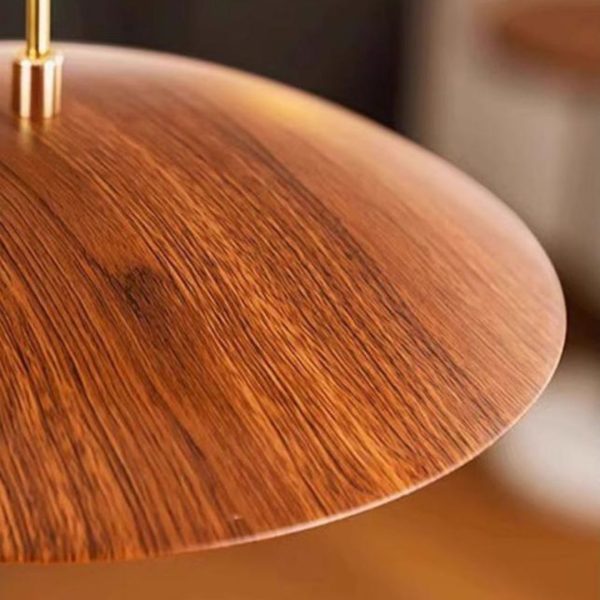 Đèn Chùm Thuỷ Tinh Cổ Điển Nón Tròn Bằng Sắt In Chuyển Nước Vân Gỗ Nâu Óc Chó Retro 3 Chế Độ Sáng