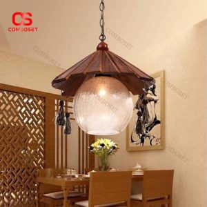 Đèn Chùm Thuỷ Tinh Vân Nứt Gỗ Đỏ Cổ Điển Trung Hoa Decor Không Gian Nhà Hàng Văn Hoá Phương Đông