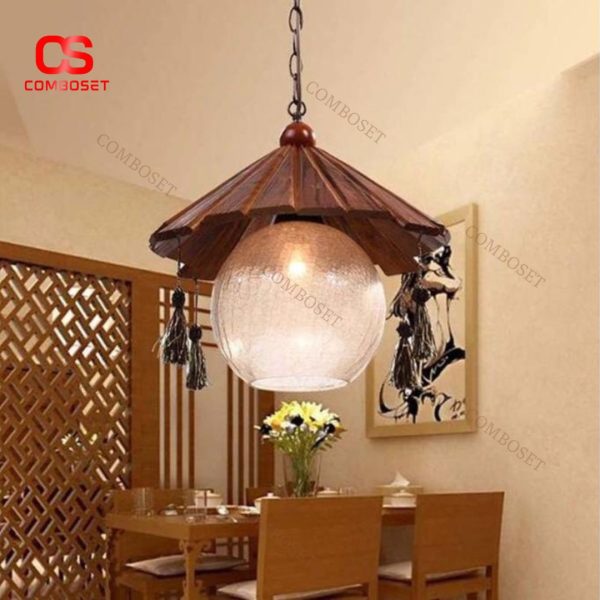 Đèn Chùm Thuỷ Tinh Vân Nứt Gỗ Đỏ Cổ Điển Trung Hoa Decor Không Gian Nhà Hàng Văn Hoá Phương Đông
