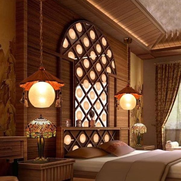 Đèn Chùm Thuỷ Tinh Vân Nứt Gỗ Đỏ Cổ Điển Trung Hoa Decor Không Gian Nhà Hàng Văn Hoá Phương Đông