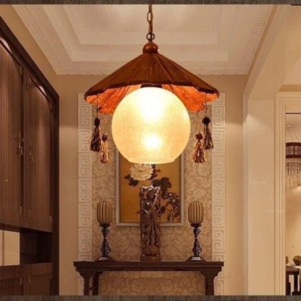Đèn Chùm Thuỷ Tinh Vân Nứt Gỗ Đỏ Cổ Điển Trung Hoa Decor Không Gian Nhà Hàng Văn Hoá Phương Đông