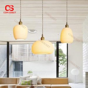 Đèn Chùm Treo Nhỏ Gốm Sứ Màu Trắng Phong Cách Nhật Bản Ánh Sáng Vàng Ấm Decor Phòng Ngủ Tối Giản