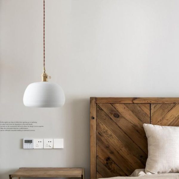 Đèn Chùm Treo Nhỏ Gốm Sứ Màu Trắng Phong Cách Nhật Bản Ánh Sáng Vàng Ấm Decor Phòng Ngủ Tối Giản