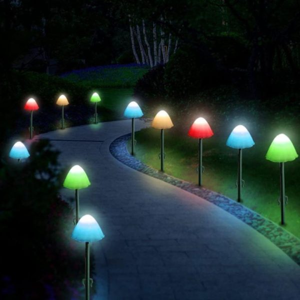 Đèn Đất Hình Cây Nấm Năng lượng Mặt Trời Chống Nước, Decor Sân Vườn, Ban Công, Nhấp Nháy Nhiều Màu