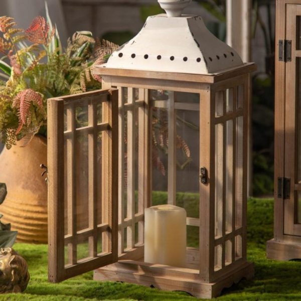 Đèn Lồng Sân Vườn Cổ Điển Mô Phỏng Ngôi Nhà Khung Gỗ Kính Thiết Kế Châu Âu