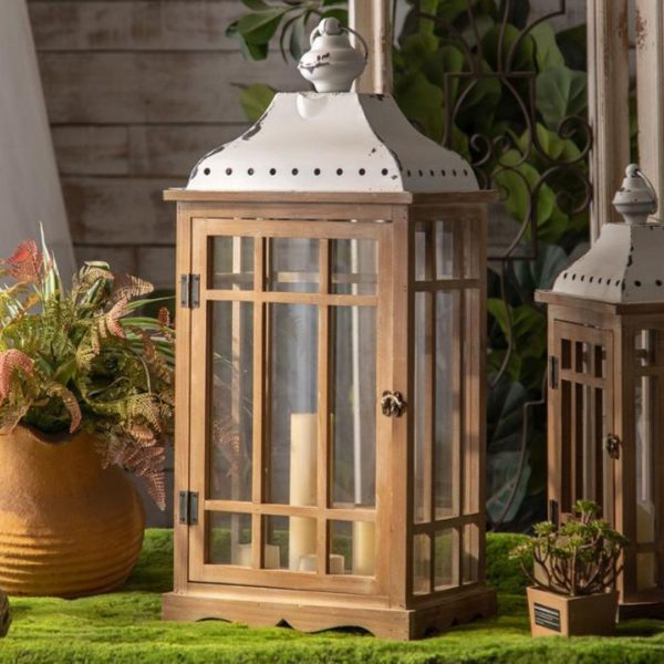 Đèn Lồng Sân Vườn Cổ Điển Mô Phỏng Ngôi Nhà Khung Gỗ Kính Thiết Kế Châu Âu
