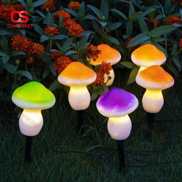 Đèn Nấm Nhỏ 3 Màu Năng Lượng Mặt Trời Bố Trí Cảnh Quan, Bãi Cỏ, Chống Thấm Nước Tối Ưu
