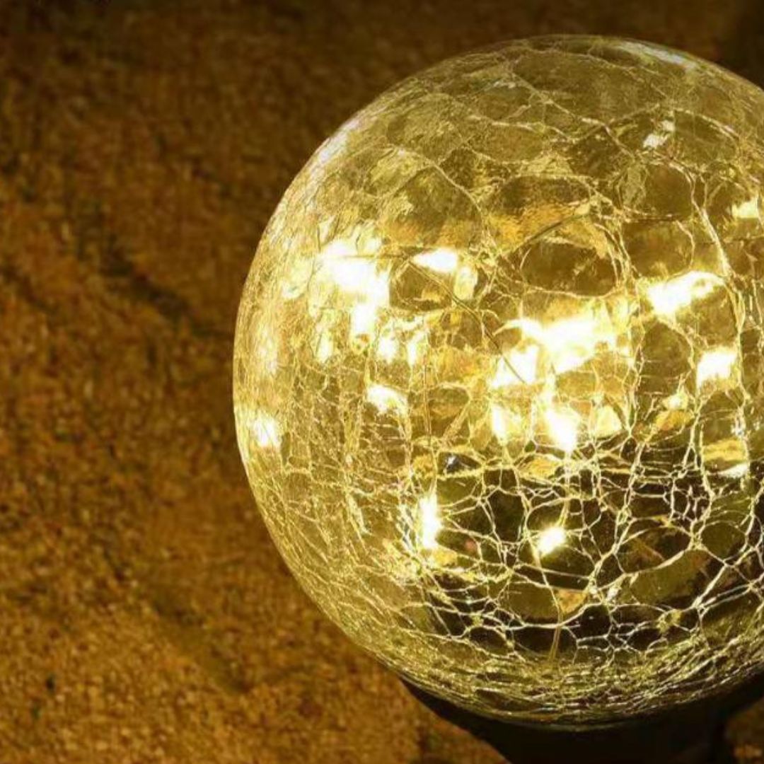 Đèn Quả Cầu Thuỷ Tinh Vân Nứt Chống Thấm Nước, Ánh Sáng Vàng Ấm Chiếu Sáng Lối Đi, Sân Vườn, Cắm Trại