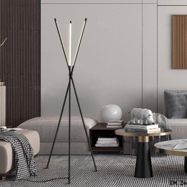 Đèn Sàn 3 Chân Thanh Sắt Mảnh Xếp Xen Kẽ Nghệ Thuật Tối Giản Sang Trọng Phòng Khách, Phòng Ngủ