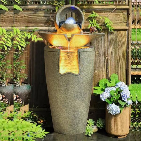 Đèn Sàn Đài Phun Nước Tuần Hoàn Phun Sương Tạo Độ Ẩm Trang Trí Phong Thuỷ, Quà Tặng Khai Trương, Tân Gia